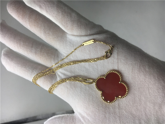 Van Cleef Frivole Necklace 18k Geel Gouden Uitstekend Alhambra Necklace van vrouwen