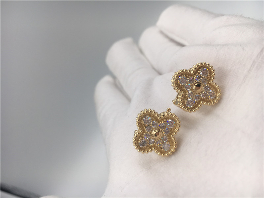 Ronde Diamanten Uitstekende 18K Gouden Oorringen Met de hand gemaakt voor Vrouw/Meisje