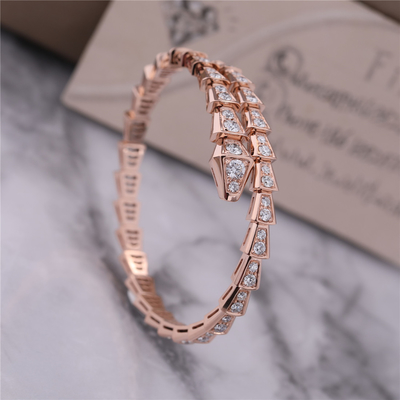 Van de de één-rol van Rose Gold Bracelet Serpenti Viper van de luxekast volledige Armband 353792 diamantslang