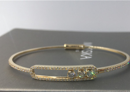 18K Armbanden van de de Juwelen de Gele Gouden Dunne Armband van Parijs met de Diamanten van de 3 Stukkenbeweging