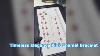 Vintage Alhambra 5-motief armband in roze emaille