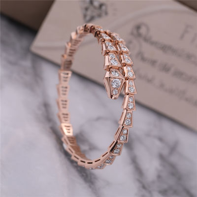 kwaliteit  Luxury Closet Rose Gold Bracelet Serpenti Viper one-coil full diamond Snake Bangle 353792 fabriek
