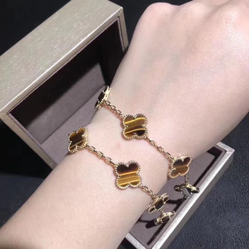 Kwaliteit 18K gouden en Echte Diamanten Van Cleef And Arpels 5 Motieven Uitstekend Alhambra Bracelet fabriek