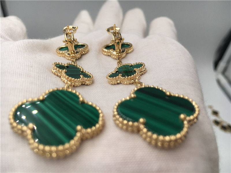 Kwaliteit Van Cleef Arpels 18K van Gouden van de de Bloemvorm Juwelenvrouwen de Groene Oorringen fabriek