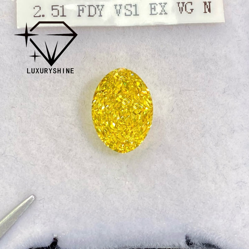Kwaliteit LuxuryShine VVS-VS Fancy Yellow/Light Yellow/Fancy Intense/Vivid Yellow Lab Gekweekte Diamant 1CT 2CT 3CT 4CT 5CT Ovaal Uitstekende Slijpvorm Met Certificaat & Aangepaste sieraden fabriek