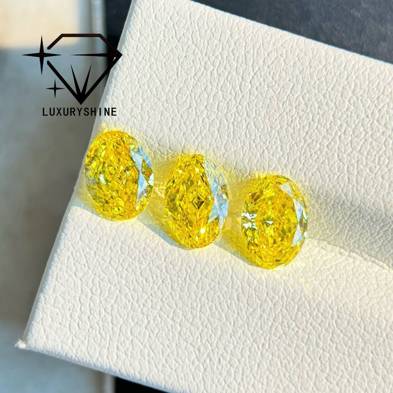 Kwaliteit LuxuryShine VVS-VS Fancy Yellow/Light Yellow/Fancy Intense/Vivid Yellow Lab Gekweekte Diamant 1CT 2CT 3CT 4CT 5CT Ovaal Uitstekende Slijpvorm Met Certificaat & Aangepaste sieraden fabriek