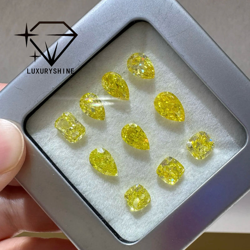 Kwaliteit LuxuryShine VVS-VS Fancy Yellow/Light Yellow/Fancy Intense/Vivid Yellow Lab Gekweekte Diamant 1CT 2CT 3CT 4CT 5CT Ovaal Uitstekende Slijpvorm Met Certificaat & Aangepaste sieraden fabriek