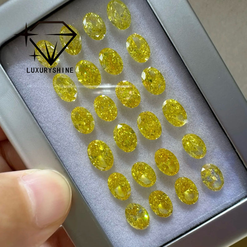 Kwaliteit LuxuryShine VVS-VS Fancy Yellow/Light Yellow/Fancy Intense/Vivid Yellow Lab Gekweekte Diamant 1CT 2CT 3CT 4CT 5CT Ovaal Uitstekende Slijpvorm Met Certificaat & Aangepaste sieraden fabriek