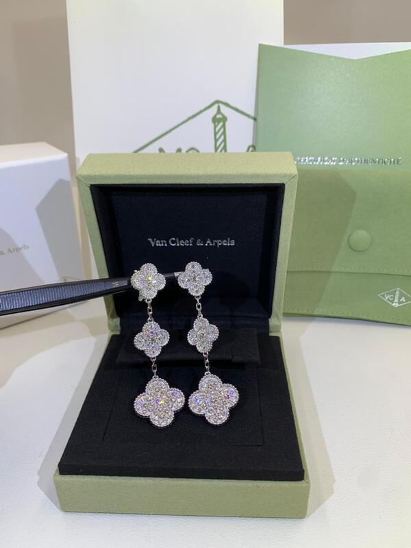 Kwaliteit VCARP2R200 magisch Alhambra Earrings 2 Motieven 18K Rose Gold Diamond fabriek