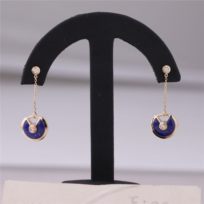 Kwaliteit Xs Modelyellow gold Amulette De Cartier Earrings Lapis Lazuli fabriek