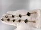 Vintage Van Cleef Flower Bracelet With 5 Motifs Onyx , 18k Gold Charm Bracelet