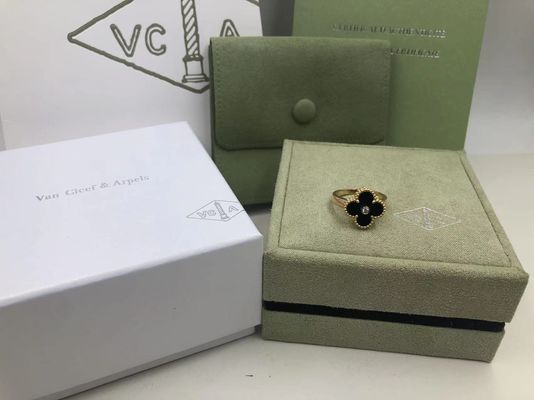 Kwaliteit De Diamant van Van Cleef And Arpels Vintage Alhambra Ring Yellow Gold Onyx Round fabriek