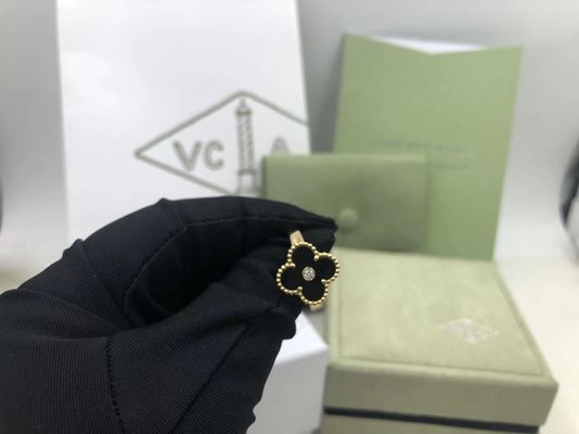 Kwaliteit De Diamant van Van Cleef And Arpels Vintage Alhambra Ring Yellow Gold Onyx Round fabriek