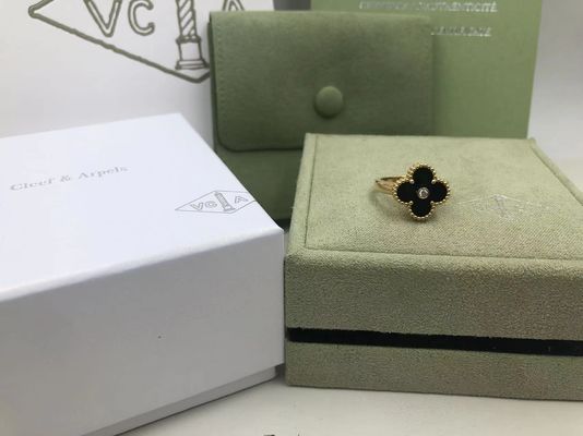 Kwaliteit De Diamant van Van Cleef And Arpels Vintage Alhambra Ring Yellow Gold Onyx Round fabriek