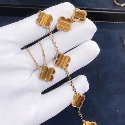Kwaliteit 18K gouden en Echte Diamanten Van Cleef And Arpels 5 Motieven Uitstekend Alhambra Bracelet fabriek
