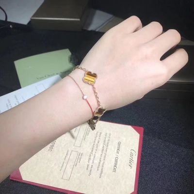 Kwaliteit 18K gouden en Echte Diamanten Van Cleef And Arpels 5 Motieven Uitstekend Alhambra Bracelet fabriek
