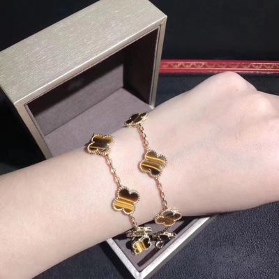 Kwaliteit 18K gouden en Echte Diamanten Van Cleef And Arpels 5 Motieven Uitstekend Alhambra Bracelet fabriek