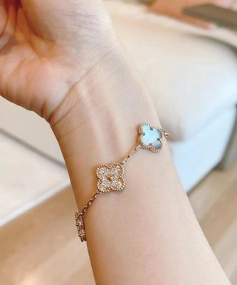 Kwaliteit 18K gouden en Echte Diamanten Van Cleef And Arpels 5 Motieven Uitstekend Alhambra Bracelet fabriek