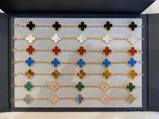 Kwaliteit 18K gouden en Echte Diamanten Van Cleef And Arpels 5 Motieven Uitstekend Alhambra Bracelet fabriek