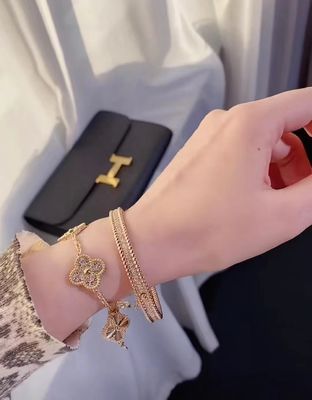 Kwaliteit 18K gouden en Echte Diamanten Van Cleef And Arpels 5 Motieven Uitstekend Alhambra Bracelet fabriek