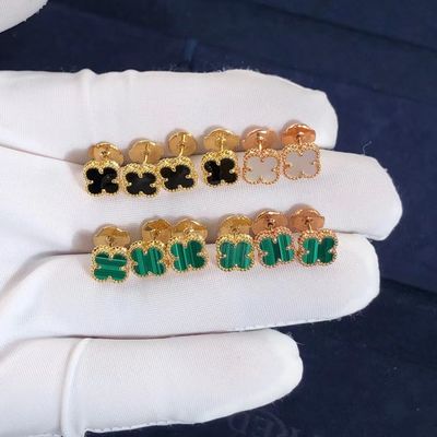 Kwaliteit VCA Mini Alhambra Earrings 18k Gele Rose White Gold Malachite Sweet Alhambra Earstuds fabriek