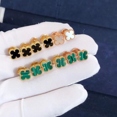 Kwaliteit VCA Mini Alhambra Earrings 18k Gele Rose White Gold Malachite Sweet Alhambra Earstuds fabriek