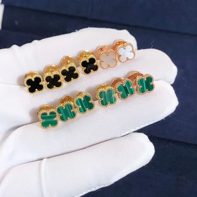 Kwaliteit VCA Mini Alhambra Earrings 18k Gele Rose White Gold Malachite Sweet Alhambra Earstuds fabriek