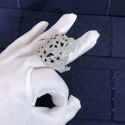 Kwaliteit 18K het Onyxdiamanten van witgoudcartier panther ring real emeralds fabriek