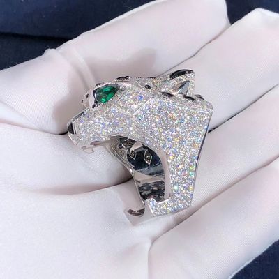 Kwaliteit 18K het Onyxdiamanten van witgoudcartier panther ring real emeralds fabriek