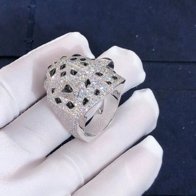 Kwaliteit 18K het Onyxdiamanten van witgoudcartier panther ring real emeralds fabriek