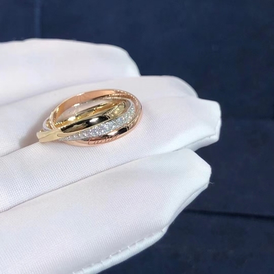 Klein Modelcartier trinity ring 18K Witte Gele Rose Gold With Diamonds