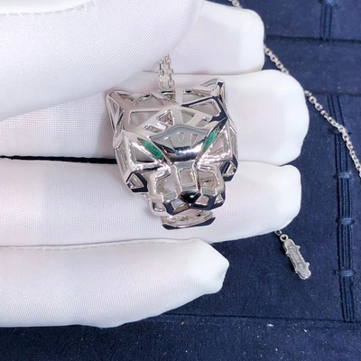 18K van de Rijpanthere van de witgoudauto de Halsbandonyx VERSUS Aangepaste Diamanten