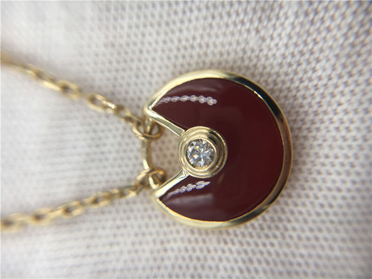 Kwaliteit XS de modelhigh end custom-Halsband 18K Rose Gold Carnelian van Juwelenamulette de fabriek