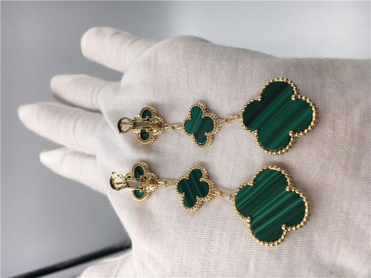 Kwaliteit Van Cleef Arpels 18K van Gouden van de de Bloemvorm Juwelenvrouwen de Groene Oorringen fabriek