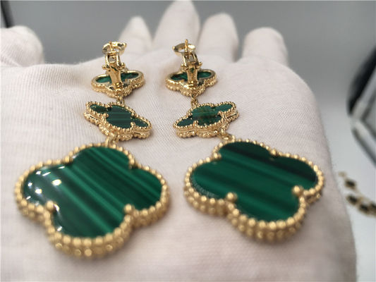 Kwaliteit Van Cleef Arpels 18K van Gouden van de de Bloemvorm Juwelenvrouwen de Groene Oorringen fabriek