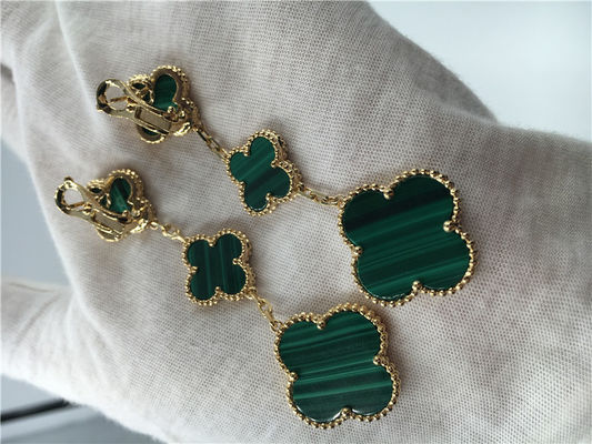 Kwaliteit Van Cleef Arpels 18K van Gouden van de de Bloemvorm Juwelenvrouwen de Groene Oorringen fabriek
