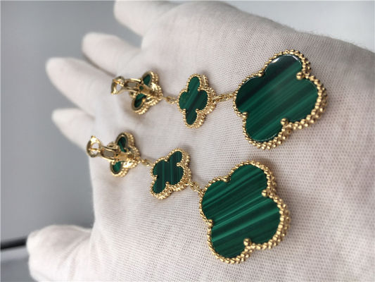 Kwaliteit Van Cleef Arpels 18K van Gouden van de de Bloemvorm Juwelenvrouwen de Groene Oorringen fabriek