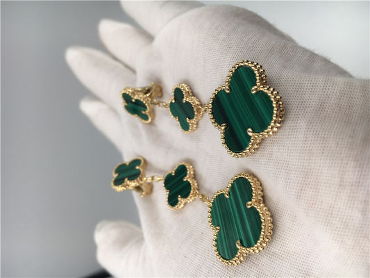 Kwaliteit Van Cleef Arpels 18K van Gouden van de de Bloemvorm Juwelenvrouwen de Groene Oorringen fabriek
