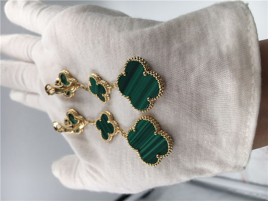 Kwaliteit Van Cleef Arpels 18K van Gouden van de de Bloemvorm Juwelenvrouwen de Groene Oorringen fabriek