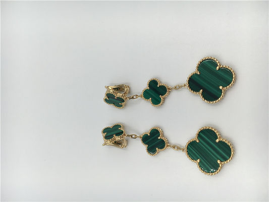 Kwaliteit Van Cleef Arpels 18K van Gouden van de de Bloemvorm Juwelenvrouwen de Groene Oorringen fabriek