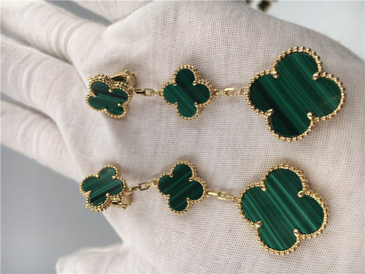 Kwaliteit Van Cleef Arpels 18K van Gouden van de de Bloemvorm Juwelenvrouwen de Groene Oorringen fabriek