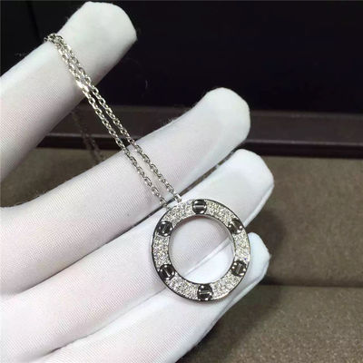 Kwaliteit 18K de Halsband van de witgoudliefde, Echte het Witgoudhalsband van Diamond Paved 18k fabriek