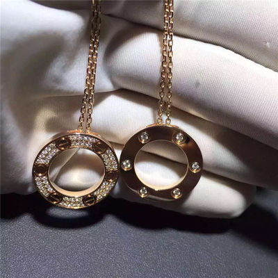 Kwaliteit Bedekt het Gele Goud van de liefdehalsband 18K, Diamond Necklace B7058400 fabriek