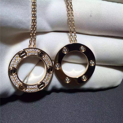Kwaliteit Bedekt het Gele Goud van de liefdehalsband 18K, Diamond Necklace B7058400 fabriek