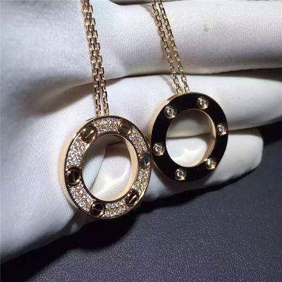 Kwaliteit Bedekt het Gele Goud van de liefdehalsband 18K, Diamond Necklace B7058400 fabriek