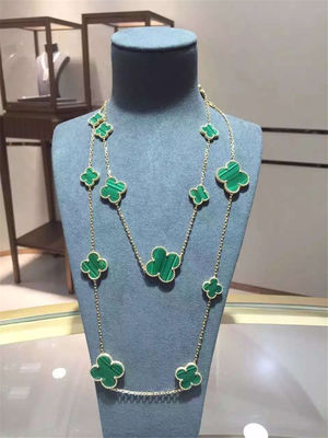 Kwaliteit Magische Alhambra Lange Necklace Van Cleef en Arpels 16 Motieven Geel Gouden Malachiet fabriek