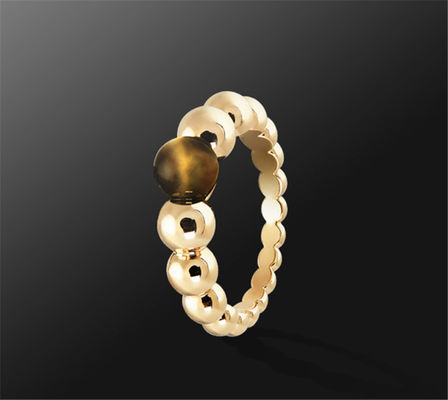 Kwaliteit De Overeenkomsten Gele 18K Gouden Ring van vrouwen om Vorm met het Oogsteen van Tijgers fabriek