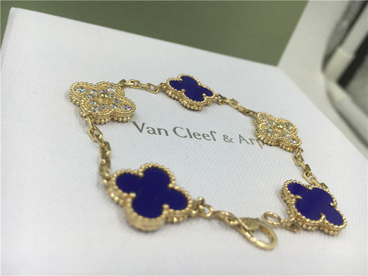 Kwaliteit Uitstekende Alhambra de Diamantjuwelen van de Armbandluxe 5 Motieven Gele Gouden Blauwe Ceramisch fabriek