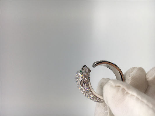 Kwaliteit De Ring van Panthere van het diamant18k Witgoud, Panter Ring With Emeralds Onyx fabriek