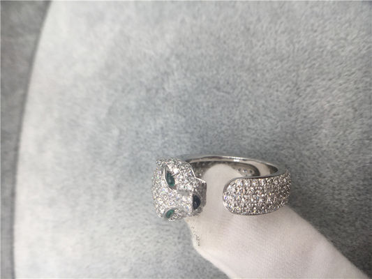 Kwaliteit De Ring van Panthere van het diamant18k Witgoud, Panter Ring With Emeralds Onyx fabriek